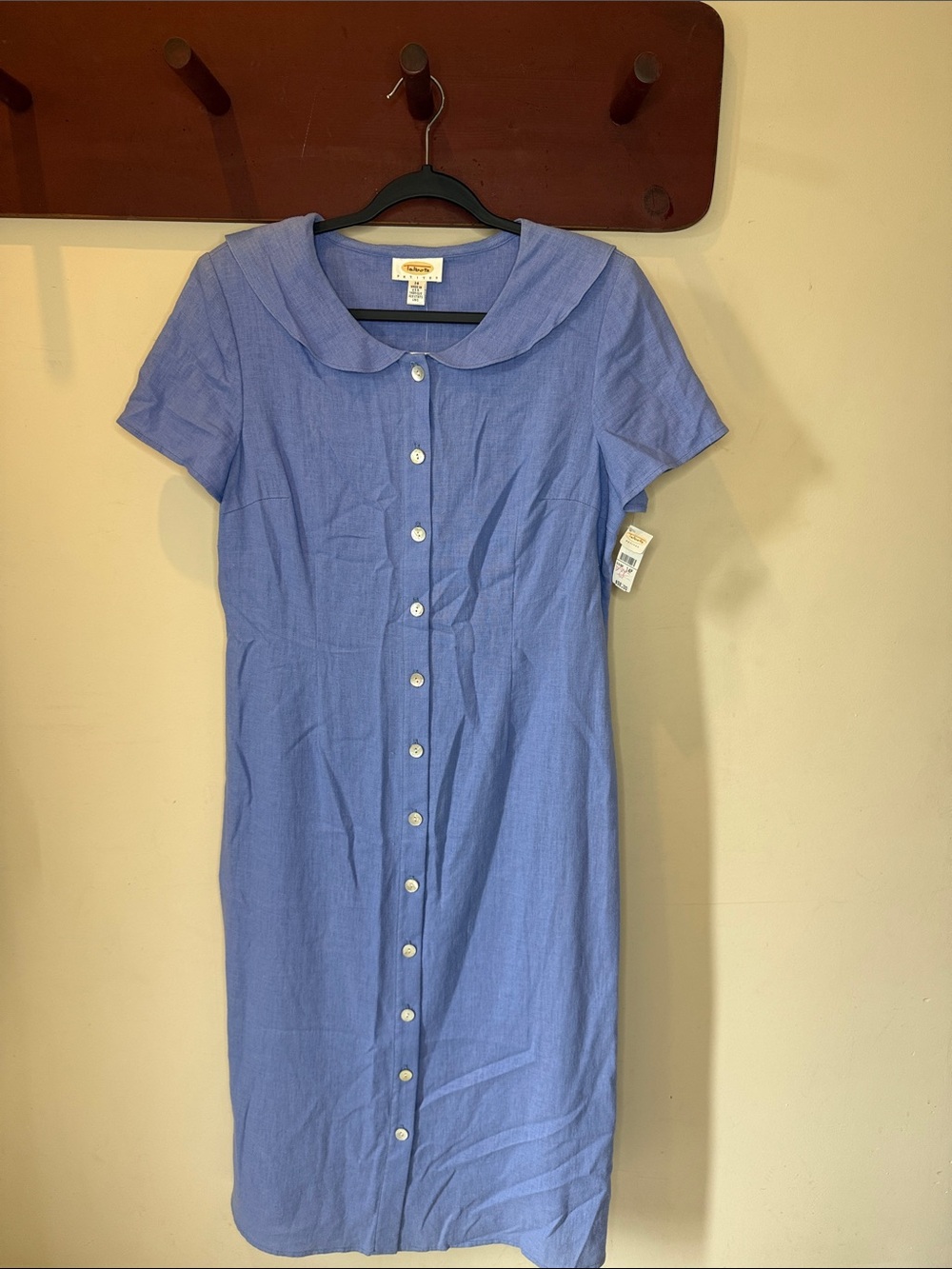 Talbots Lavender-Blue Button-Down Dress with Peter Pan Collar